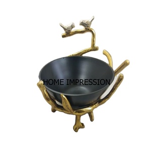 ชามโลหะหรูหราสีดำสำหรับดีไซน์รูปนกฐานทำจากอลูมิเนียมมีสไตล์สำหรับงานหัตถกรรมอินเดีย - Product Image 1