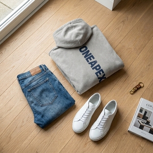 Custom <b>Men's</b> <b>White</b> Oversized Hoodie Vertical Back Logo Pullover Streetwear <b>Sweatshirt</b> - Product Image 5