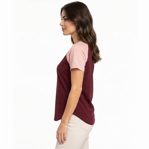 Camiseta Lisa para Mujer, Mezcla de Algodón, Ajuste Cómodo, Transpirable, Diseño Ligero para Uso Diario e Informal - Product Image 3