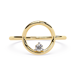 Anillo Minimalista de Oro Amarillo Sólido de 14k con Diamantes Cultivados en Laboratorio de Corte Redondo, Anillo de Boda Clásico, Regalo para Ella - Product Image 1