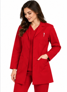 Mens Professional White Lab <b>Coat</b> Long Sleeve Medical <b>Doctor</b> Uniform Notch Collar Breathable Poly Cotton Pharmaceutical Hospital - Product Image 2