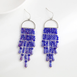 Nouvelles boucles d'oreilles pendantes en perles de verre colorées scintillantes de style bohème, boucles d'oreilles vintage à pampilles en cristal pour femmes par MD HANDICRAFTS - Product Image 2