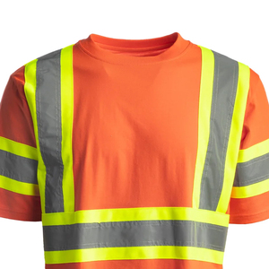 เสื้อกั๊กนิรภัยสีส้มสะท้อนแสงพร้อมแถบสะท้อนแสงสำหรับผู้ชาย แขนสั้น เหมาะสำหรับงานก่อสร้าง สวมใส่สบาย รับสกรีนโลโก้ - Product Image 3