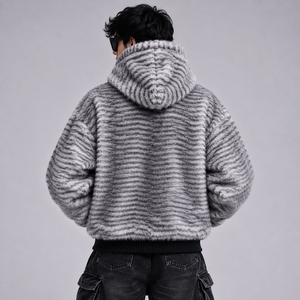Veste à capuche en fausse fourrure de haute qualité, unisexe, surdimensionnée, en polaire pour l'hiver, sweat-shirt brodé personnalisé pour hommes, fournisseur B2B aux États-Unis - Product Image 2