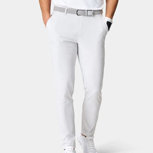 Pantalon de jogging confortable à taille élastique, blanc, coupe ajustée, décontracté, en toile, style devant plat, jambe large, idéal pour le printemps - Product Image 2
