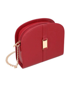 Bolsos de Mano Casuales Elegantes para Mujer, Diseño de Media Luna Pequeña, Venta al Por Mayor, Personalizados, de Cuero Genuino Rojo, con Correa de Cadena Cruzada, para Uso Diario - Product Image 2