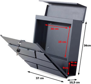 กล่องจดหมายเหล็กชุบสังกะสีติดผนังสไตล์ US - Product Image 4