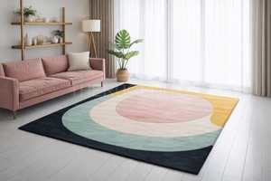 Tapis moderne en laine tuftée colorée, noué à la main, résistant aux taches, tapis doux à motifs originaux, ensembles de tapis pour salle à manger - Product Image 4