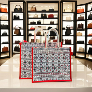 Fashionable Durable Jute Handbags with Zipper Closure Foldable Shop Application for Birthday Occasions - Product Image 1