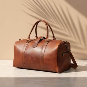 Bolsa de lona moderna de cuero con construcción de cuero genuino de primera calidad para viajes de fin de semana y uso diario. - Product Image 4