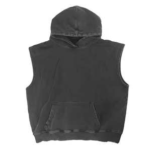 New Arrival High Quality French Terry <b>Hoodie</b> Men Athletic <b>Sleeveless</b> <b>Hoodie</b> Oversized Long Length Solid Pattern Wholesale - Product Image 6