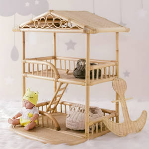 Maison de poupée en rotin ludique, maison de poupée en cannage, maison de jeu pour poupées, qualité supérieure, prix le plus bas - Product Image 5