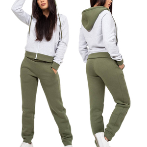 Chándal con Capucha para Mujer, Color Verde Oliva, 100% Algodón Transpirable, Cierre de Cremallera, Manga Larga, Estilo Casual para Otoño - Product Image 3