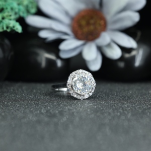 Luxury Round Brilliant Cut Halo <b>Ring</b> Iced Out <b>CZ</b> Moissanite Engagement <b>Ring</b> Women Wedding Jewelry Supplier - Product Image 6