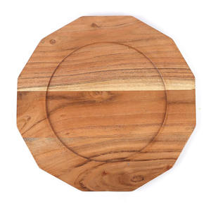 Platos octogonales de madera de Acacia seguros para alimentos, platos de cargador para servir, vajilla, plato rústico, cargador, cocina, comedor, uso para servir - Product Image 4