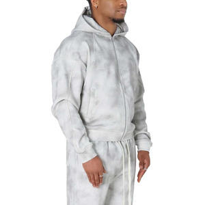 Men Tie Dye Tracksuit Full <b>Zip</b> <b>Hooded</b> Sweatshirt And Pants Set Loose Fit Casual Autumn Wear 100 Cotton Gradient Color Design - Product Image 3