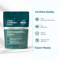 Capsules d'Ashwagandha de qualité supérieure, marque privée OEM, avec Vitamine B6 et L-Tryptophane, complément alimentaire à base de plantes pour adultes, usage quotidien