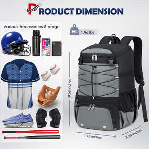 Sac à dos de baseball multifonctionnel 56L, sac de softball imperméable, rangement pour bâtons, gants, casque et chaussures pour hommes - Product Image 5
