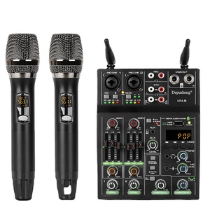 Biner UF4-M Interface Audio USB Professionnelle 4 Canaux Console de <span class=keywords><strong>Mixage</strong></span> Audio Domestique avec Microphone Sans Fil pour Karaoké et <span class=keywords><strong>PC</strong></span> - Product Image 1