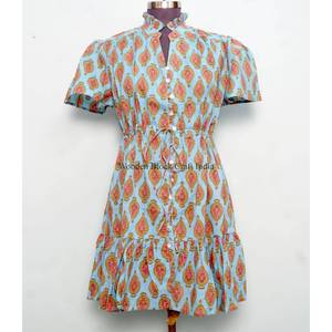 Wholesale Customize High Quality Womens Clothing Short Sexy Cute Casual <b>Mini</b> Dress Floral Print Slim Short-sleeve Dresses - Product Image 1