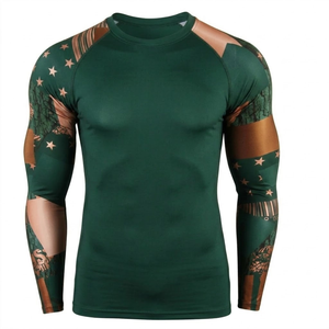 เสื้อรัดกล้ามเนื้อแขนยาวสำหรับผู้ชาย MMA Rash Guard ระบายอากาศได้ดี แห้งเร็ว พิมพ์ลาย สำหรับฝึกซ้อม BJJ ในยิม - Product Image 1