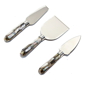 Premium Stainless Steel <b>Cheese</b> <b>Knife</b> <b>Set</b> With Custom Black MOP Handle 4-Piece Luxury Charcuterie Tools Utensils For Wholesale - Product Image 3