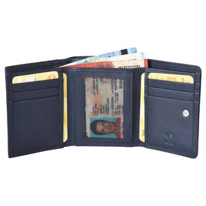 Portefeuille pour femme en cuir véritable à trois volets, porte-cartes RFID, pochette compacte, organisateur multi-fentes, sac de voyage quotidien - Product Image 1