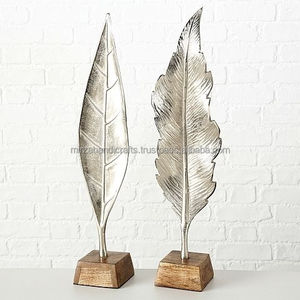 Decorative <b>Gold</b> Leaf on Marble Stand Decor Set of 2 Showpiece for Living Room <b>Bedroom</b> and Home Decor Standard - Product Image 4
