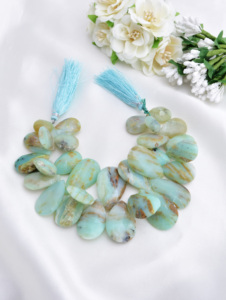 Ópalo Peruano Natural Facetado en Forma de Almendra, 1 Hilo, Natural, para la Elaboración de Joyería Fina, Piedras Preciosas - Product Image 2