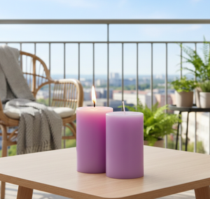 Juego de 2 Velas de Pilar de Lavanda Premium - Hechas a Mano, de Larga Duración y Ecológicas - Product Image 1