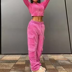 Ensemble de survêtement long en velours 2 pièces pour femme, style décontracté, hiver, hip-hop, respirant et écologique - Product Image 6