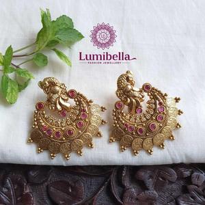 Vintage Gold Plated Chandelier Drop Earrings with Jade Pearl Diamond Moissanite - Product Image 2