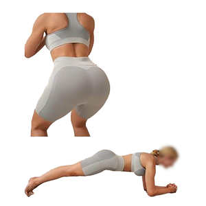 Leggings sans couture taille haute pour femmes, soutien-gorge de sport, veste de yoga à manches longues, ensemble de vêtements de sport 3 pièces pour la gym, le fitness et le yoga pour femmes - Product Image 5