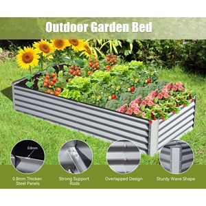 Fioriera Grande in Metallo Zincato 8x4x1.5 ft, Vaso Rialzato da Giardino per Esterni, Contenitore per Giardinaggio, Vasi per Fiori e Piante - Product Image 3