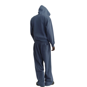 Custom Men's Oversized Full <b>Zip</b> <b>Hooded</b> Sweatshirt Heavyweight Cotton Fleece Casual Streetwear OEM ODM Manufacturer - Product Image 2