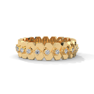 Gold Color Zircon <b>Ring</b> Honeycomb Band Claw <b>Set</b> Statement Jewelry for Party Wedding Gift - Product Image 1