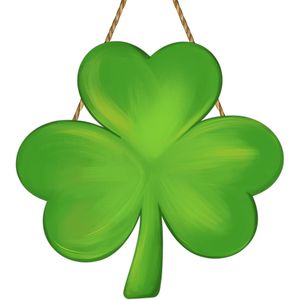 Ghirlanda da parete per il Giorno di San Patrizio, decorazioni in legno per porta d'ingresso con trifoglio, insegna per porta per festività - Product Image 1