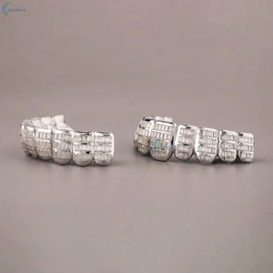 Dientes de Oro Blanco de 10K con Diamantes Cultivados en Laboratorio VVS1, Corte Baguette, Estilo Hip Hop, Joyería Personalizada, Venta al por Mayor - Product Image 2