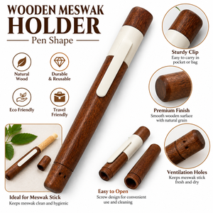 Estuche de Madera para Miswak en Forma de Bolígrafo, Reutilizable, de Madera Natural, con Clip para Viajes, Accesorios de Cuidado Bucal - Product Image 6