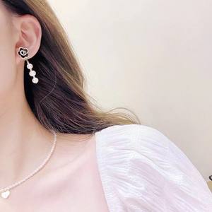 Xiaomengwu Mountain Camellia Freshwater Pearl Retro Classic Flower 6-7 Pure Silver Earpin Haoshi Inlaid <b>Fine</b> <b>Dangle</b> <b>Earrings</b> - Product Image 4