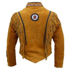 Chaqueta de cuero genuino occidental vintage hecha a mano con flecos de estilo vaquero y chaquetas de mujer de pan - Product Image 4