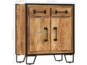 Armoire de rangement industrielle en bois avec tiroirs, armoire de chevet en bois massif avec structure métallique, armoire de rangement rustique en bois - Product Image 6
