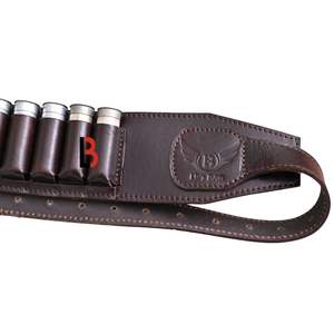 Ceinture en cuir de vachette pour cartouches de chasse avec cadre externe, conception étanche et bandoulière arquée pour la chasse et le camping - Product Image 2