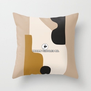 Funda de cojín decorativa minimalista con diseño geométrico, cuadrada, en blanco y negro, lavable, de algodón, estilo bohemio. - Product Image 4