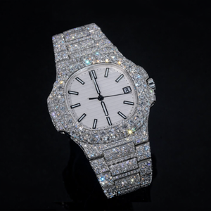 Diamond Luxury VVS Moissanite Automatic Mechanical <b>Square</b> Glass Stainless Steel Band Iced 100% Pass Diamond Tester Hip Hop Style - Product Image 4