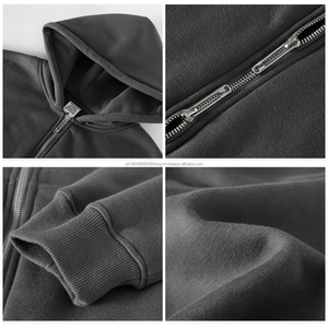 OEMODM High Street New Style 350g 42%cotton 58%polyester Couple Casual Wear High Quality Blank Fleece Zip Hoodie for Men - Product Image 3