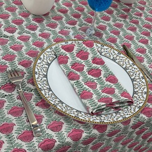 Indian Block Print Floral Design Cotton <b>Tablecloth</b> Machine Washable Wedding Party Decorative Home Table cover - Product Image 4
