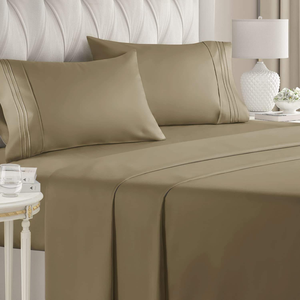 Eco-Friendly 4-Piece Set Solid Color Fitted <b>Bed</b> Sheet 2 <b>Pillow</b> Flat Fitted Sheet Sets - Product Image 3