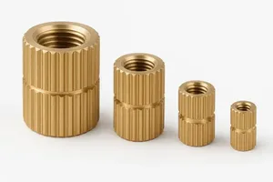 Inserts filetés droites moletées en laiton pour visserie interne, fixations métalliques pour l'industrie du plastique et du bois - Product Image 2