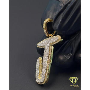 <b>Iced</b> <b>Out</b> J Pendant Moissanite Diamond Hip Hop Necklace Bling <b>Chain</b> Luxury Statement Jewelry Gift - Product Image 4